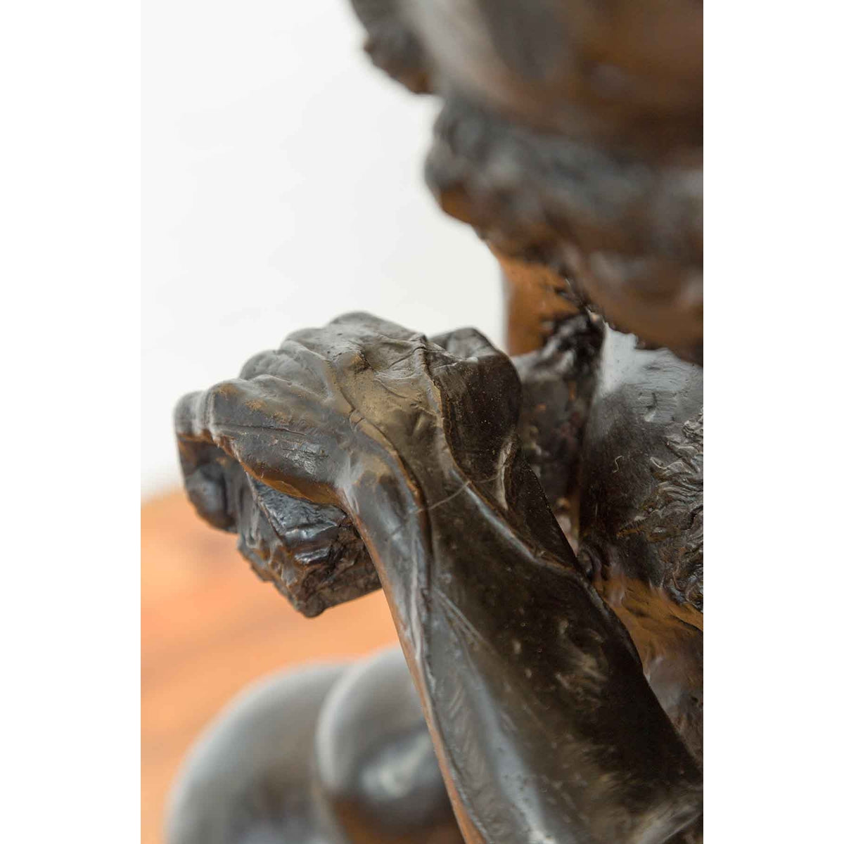 Vintage Bronze Sculpture Depicting a Mythical Warrior Holding a Flask-12. Asian & Chinese Furniture, Art, Antiques, Vintage Home Décor for sale at FEA Home