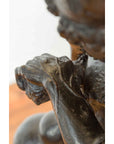 Vintage Bronze Sculpture Depicting a Mythical Warrior Holding a Flask-12. Asian & Chinese Furniture, Art, Antiques, Vintage Home Décor for sale at FEA Home
