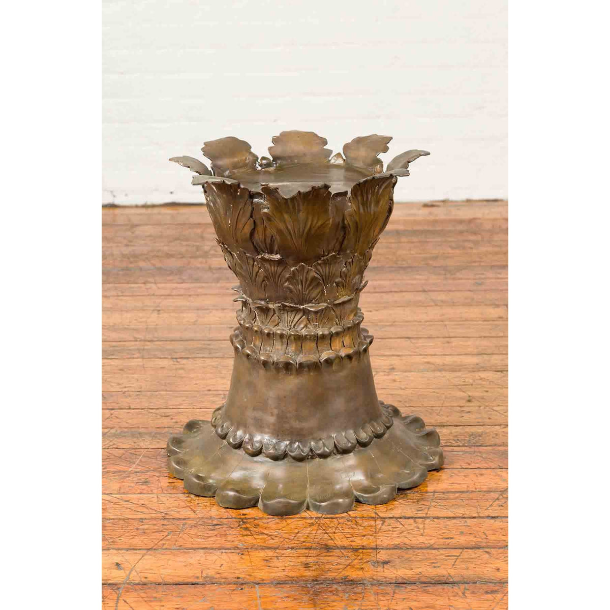 Bronze Flower Pedestal with Acanthus Leaves and Palmettes, Contemporary-2. Asian & Chinese Furniture, Art, Antiques, Vintage Home Décor for sale at FEA Home