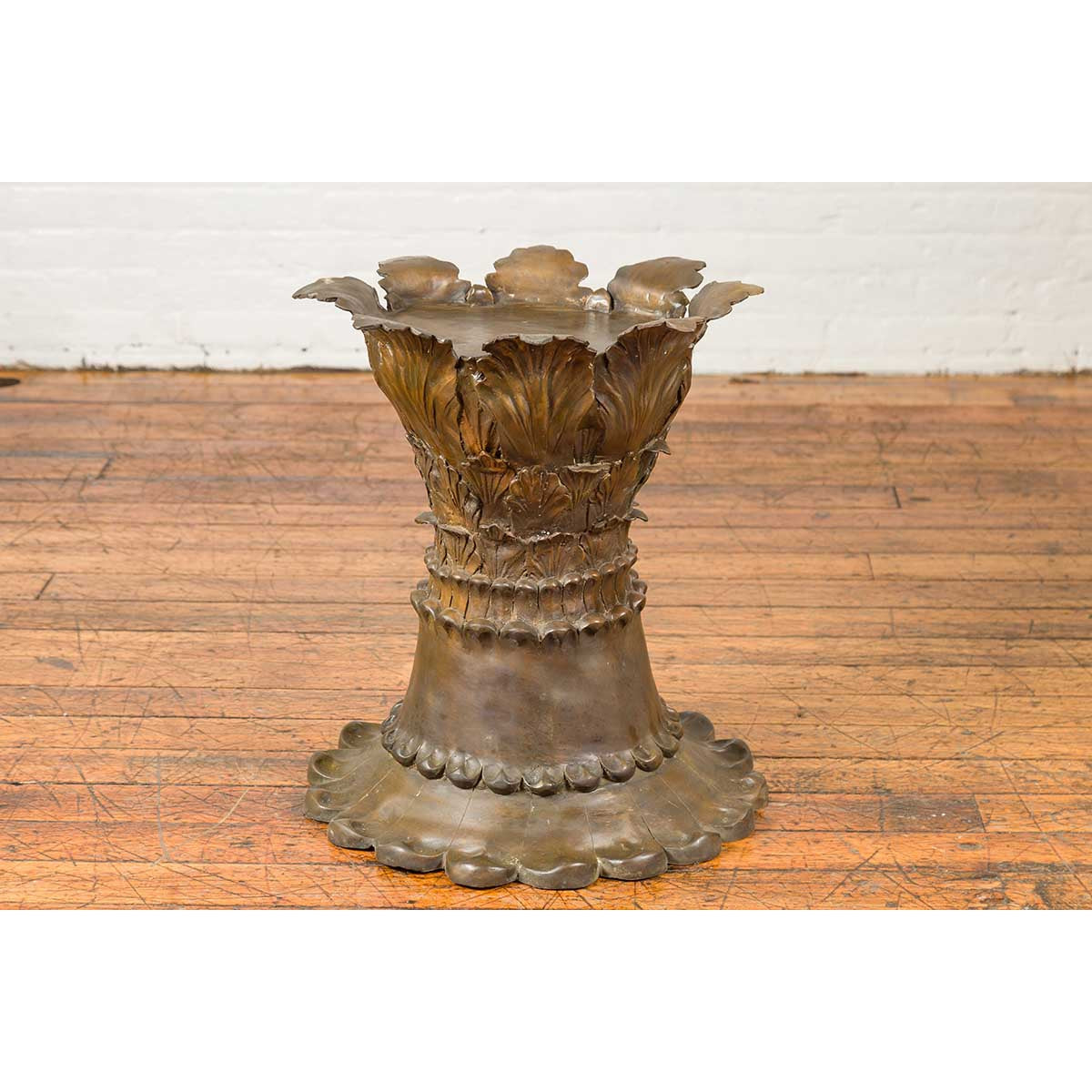 Bronze Flower Pedestal with Acanthus Leaves and Palmettes, Contemporary-8. Asian & Chinese Furniture, Art, Antiques, Vintage Home Décor for sale at FEA Home