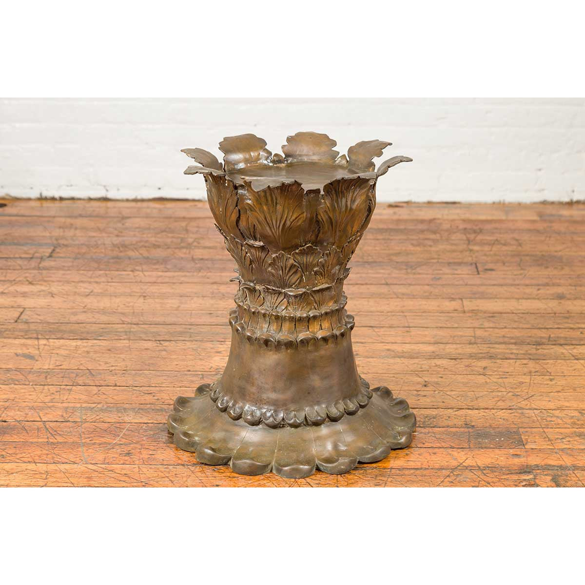 Bronze Flower Pedestal with Acanthus Leaves and Palmettes, Contemporary-9. Asian & Chinese Furniture, Art, Antiques, Vintage Home Décor for sale at FEA Home