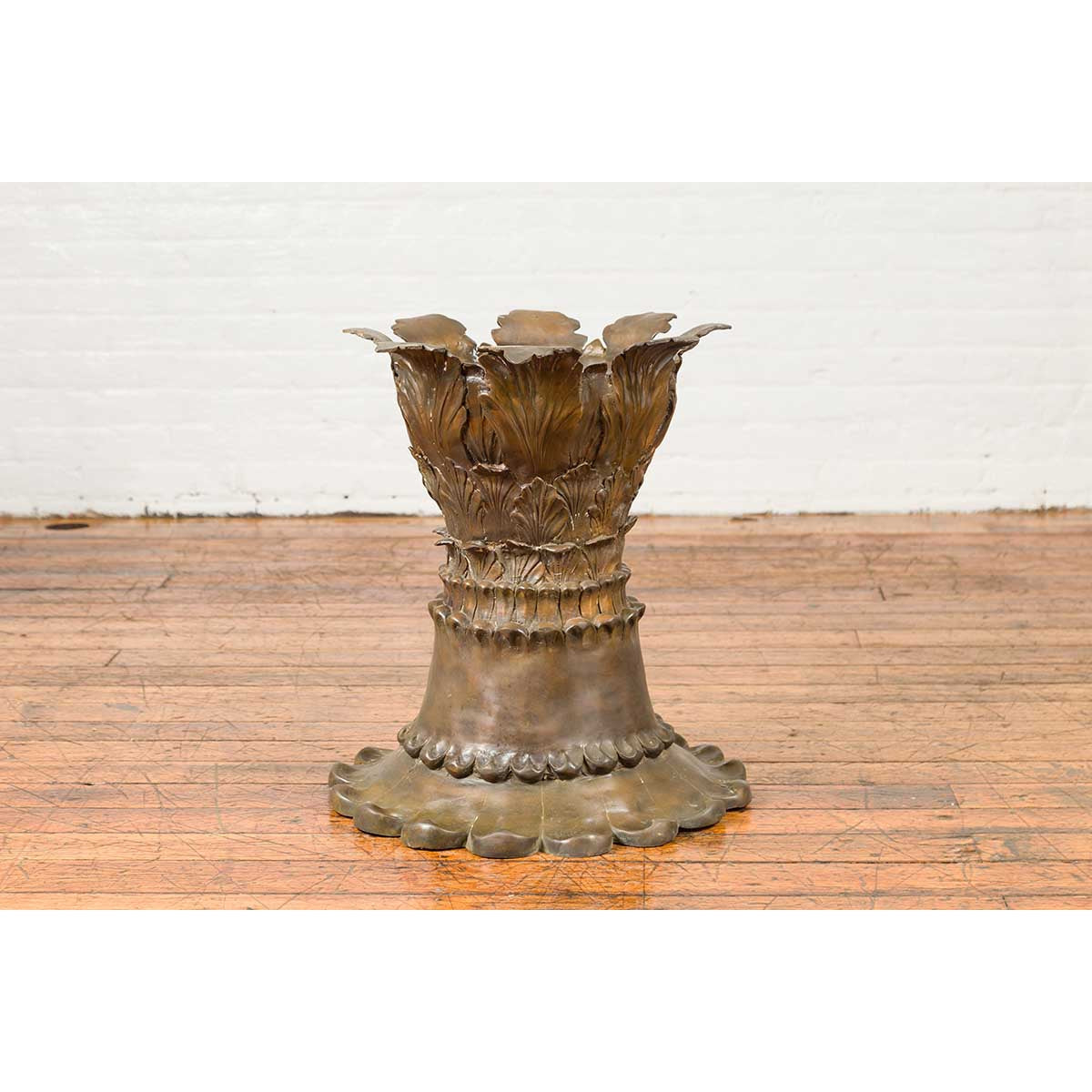 Bronze Flower Pedestal with Acanthus Leaves and Palmettes, Contemporary-5. Asian & Chinese Furniture, Art, Antiques, Vintage Home Décor for sale at FEA Home