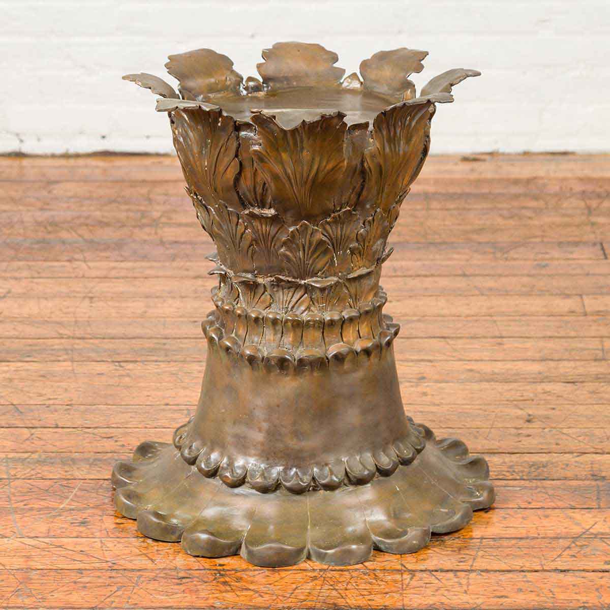 Bronze Flower Pedestal with Acanthus Leaves and Palmettes, Contemporary-3. Asian & Chinese Furniture, Art, Antiques, Vintage Home Décor for sale at FEA Home