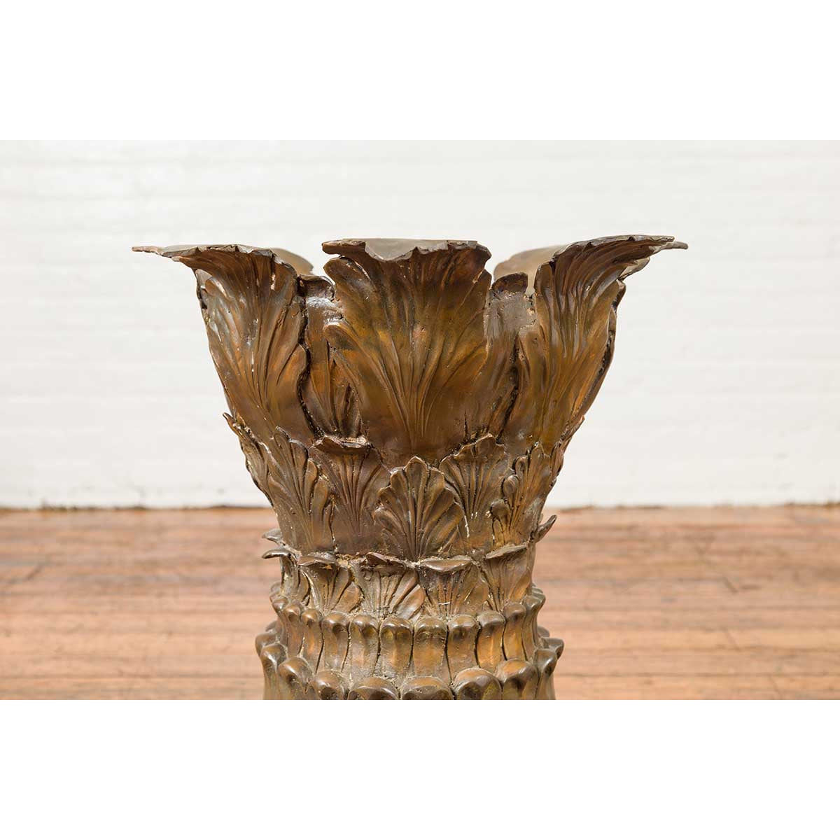 Bronze Flower Pedestal with Acanthus Leaves and Palmettes, Contemporary-10. Asian & Chinese Furniture, Art, Antiques, Vintage Home Décor for sale at FEA Home