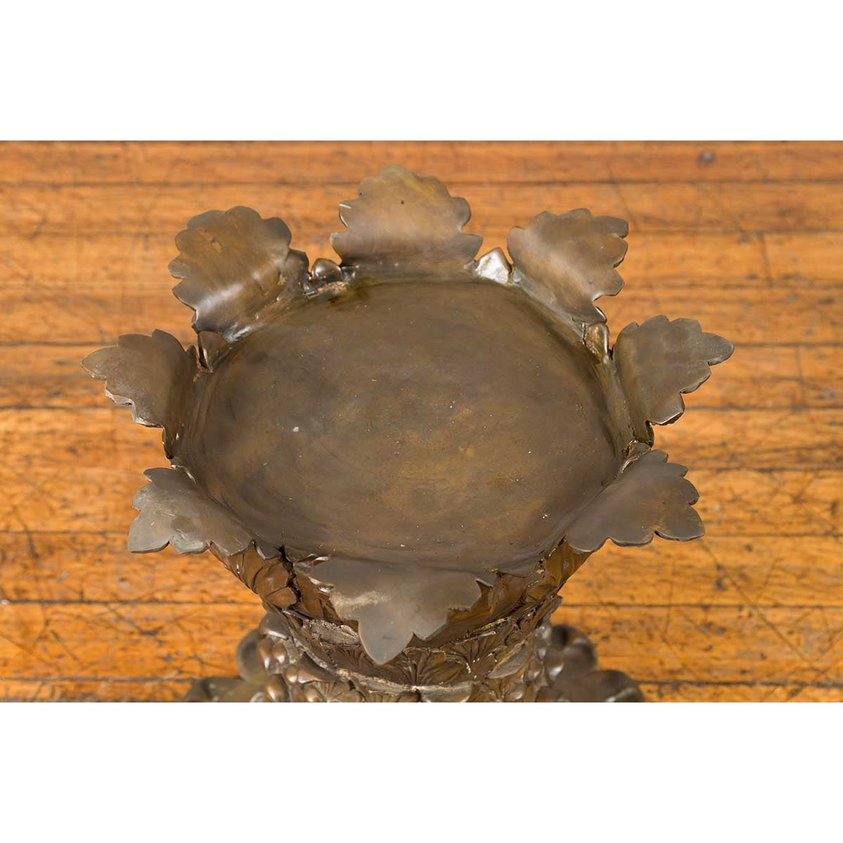 Bronze Flower Pedestal with Acanthus Leaves and Palmettes, Contemporary-13. Asian & Chinese Furniture, Art, Antiques, Vintage Home Décor for sale at FEA Home