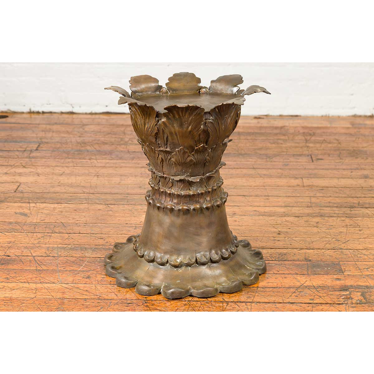 Bronze Flower Pedestal with Acanthus Leaves and Palmettes, Contemporary-6. Asian & Chinese Furniture, Art, Antiques, Vintage Home Décor for sale at FEA Home