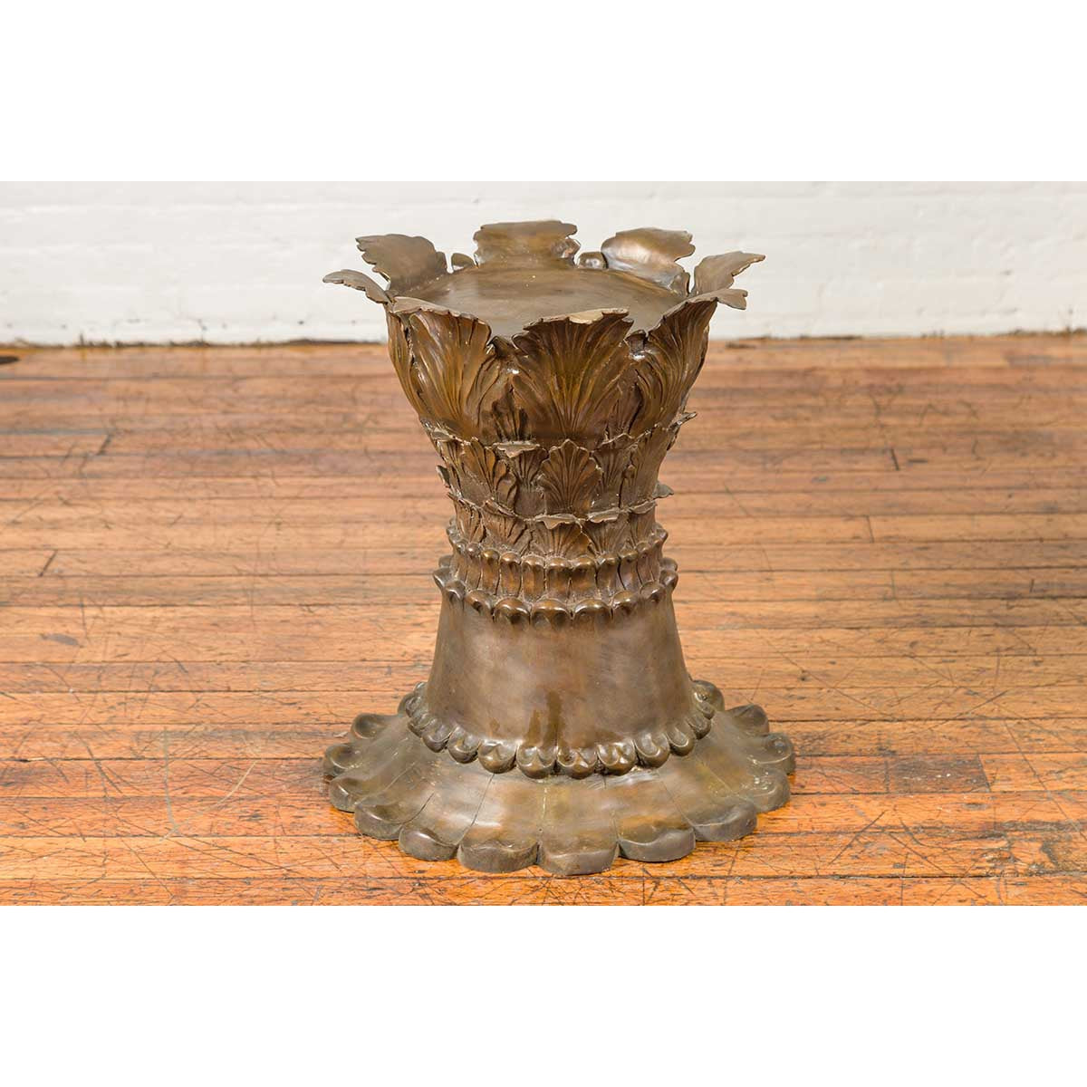 Bronze Flower Pedestal with Acanthus Leaves and Palmettes, Contemporary-7. Asian & Chinese Furniture, Art, Antiques, Vintage Home Décor for sale at FEA Home