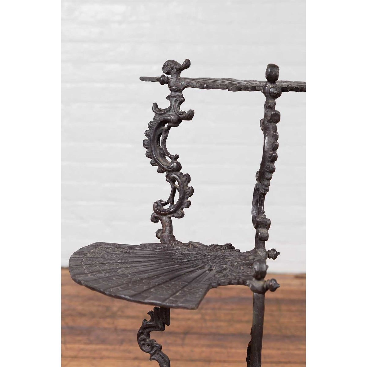 Contemporary Bronze Display Stand with Fan Shelves and Rococo Style Scrolls-9. Asian & Chinese Furniture, Art, Antiques, Vintage Home Décor for sale at FEA Home