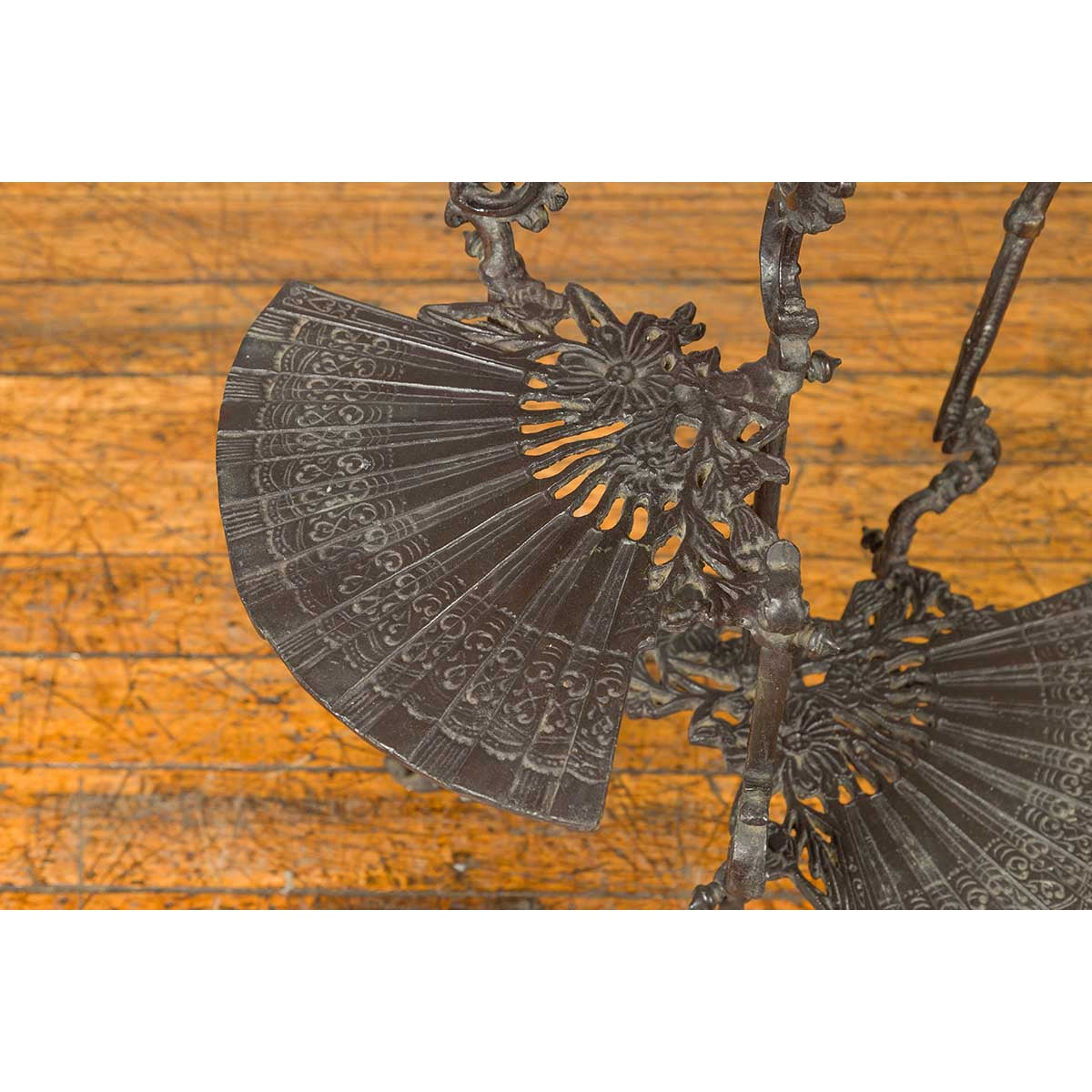 Contemporary Bronze Display Stand with Fan Shelves and Rococo Style Scrolls-11. Asian & Chinese Furniture, Art, Antiques, Vintage Home Décor for sale at FEA Home