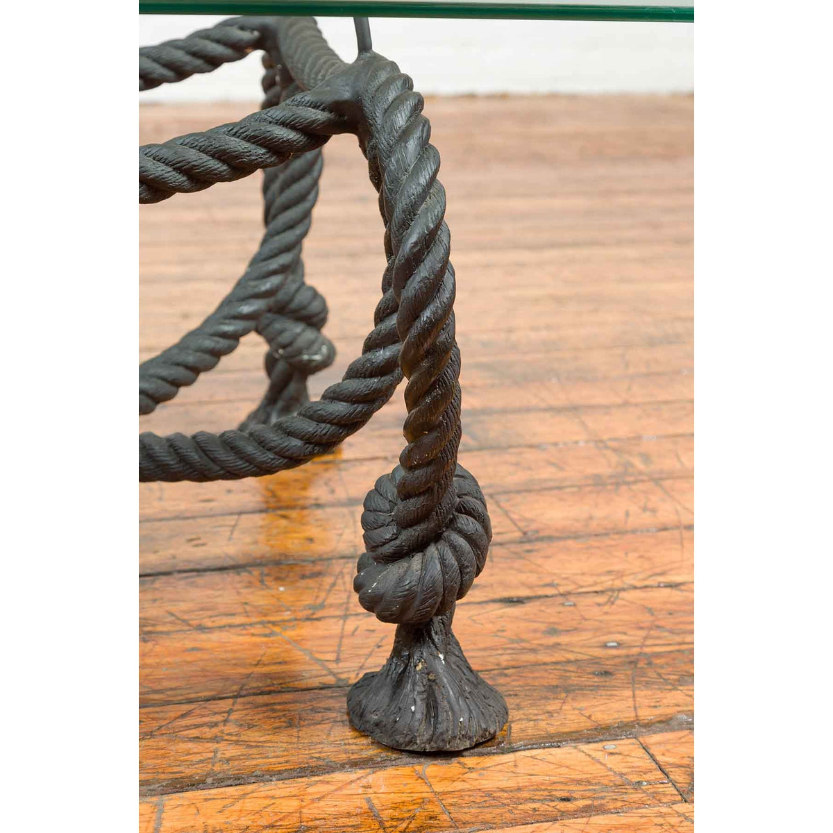Contemporary Cast Bronze Nautical Rope Maison Jansen Style Coffee Table Base-10. Asian & Chinese Furniture, Art, Antiques, Vintage Home Décor for sale at FEA Home