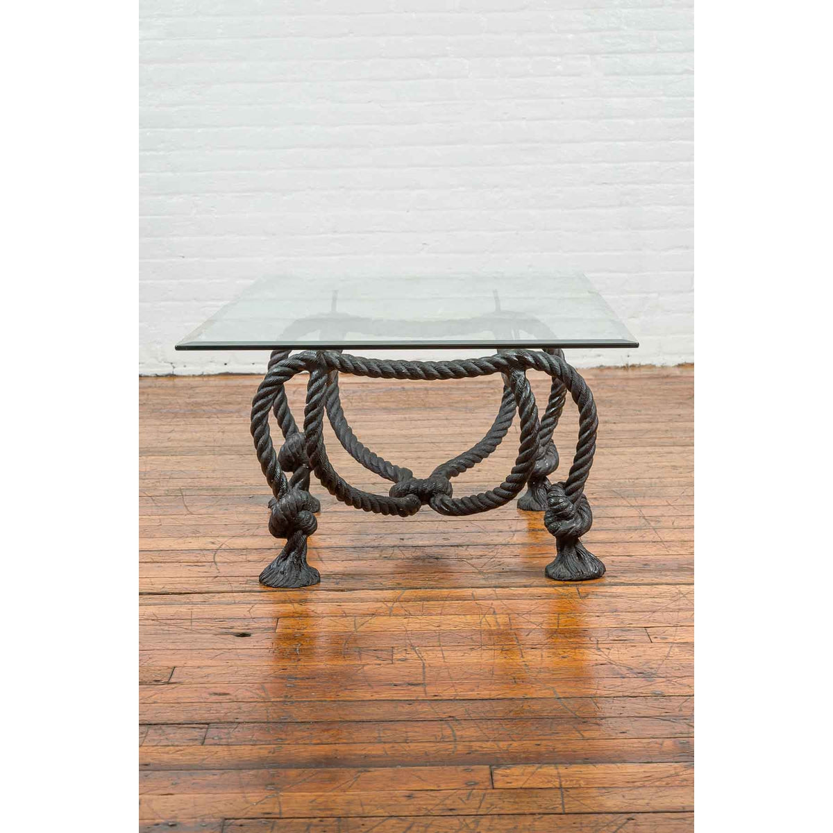 Contemporary Cast Bronze Nautical Rope Maison Jansen Style Coffee Table Base-5. Asian & Chinese Furniture, Art, Antiques, Vintage Home Décor for sale at FEA Home