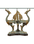 Bronze Contemporary Triple Dragon Table Base with Verde Patina and Gilt Accents-1. Asian & Chinese Furniture, Art, Antiques, Vintage Home Décor for sale at FEA Home