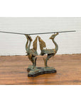 Bronze Contemporary Triple Dragon Table Base with Verde Patina and Gilt Accents-3. Asian & Chinese Furniture, Art, Antiques, Vintage Home Décor for sale at FEA Home