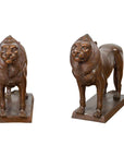 Pair of Bronze Lion Sculptures on Bases with Dark Patina-1. Asian & Chinese Furniture, Art, Antiques, Vintage Home Décor for sale at FEA Home