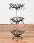 Vintage Bronze Three-Tiered Stand with Dark Patina and Scrolled Motifs-2. Asian & Chinese Furniture, Art, Antiques, Vintage Home Décor for sale at FEA Home