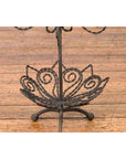 Vintage Bronze Three-Tiered Stand with Dark Patina and Scrolled Motifs-9. Asian & Chinese Furniture, Art, Antiques, Vintage Home Décor for sale at FEA Home
