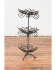 Vintage Bronze Three-Tiered Stand with Dark Patina and Scrolled Motifs-3. Asian & Chinese Furniture, Art, Antiques, Vintage Home Décor for sale at FEA Home