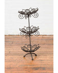 Vintage Bronze Three-Tiered Stand with Dark Patina and Scrolled Motifs-4. Asian & Chinese Furniture, Art, Antiques, Vintage Home Décor for sale at FEA Home