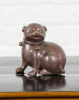 Petite Taisho Style Bronze Puppy Dog Sculpture in the Manner of the Hirado Puppy-2. Asian & Chinese Furniture, Art, Antiques, Vintage Home Décor for sale at FEA Home