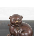 Petite Taisho Style Bronze Puppy Dog Sculpture in the Manner of the Hirado Puppy-4. Asian & Chinese Furniture, Art, Antiques, Vintage Home Décor for sale at FEA Home