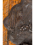 Vintage Bronze Candle Sconce with Rabbits and Bamboo in Dark Patina-7. Asian & Chinese Furniture, Art, Antiques, Vintage Home Décor for sale at FEA Home