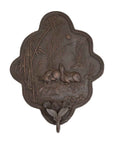 Vintage Bronze Candle Sconce with Rabbits and Bamboo in Dark Patina-2. Asian & Chinese Furniture, Art, Antiques, Vintage Home Décor for sale at FEA Home