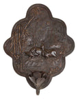 Vintage Bronze Candle Sconce with Rabbits and Bamboo in Dark Patina-1. Asian & Chinese Furniture, Art, Antiques, Vintage Home Décor for sale at FEA Home