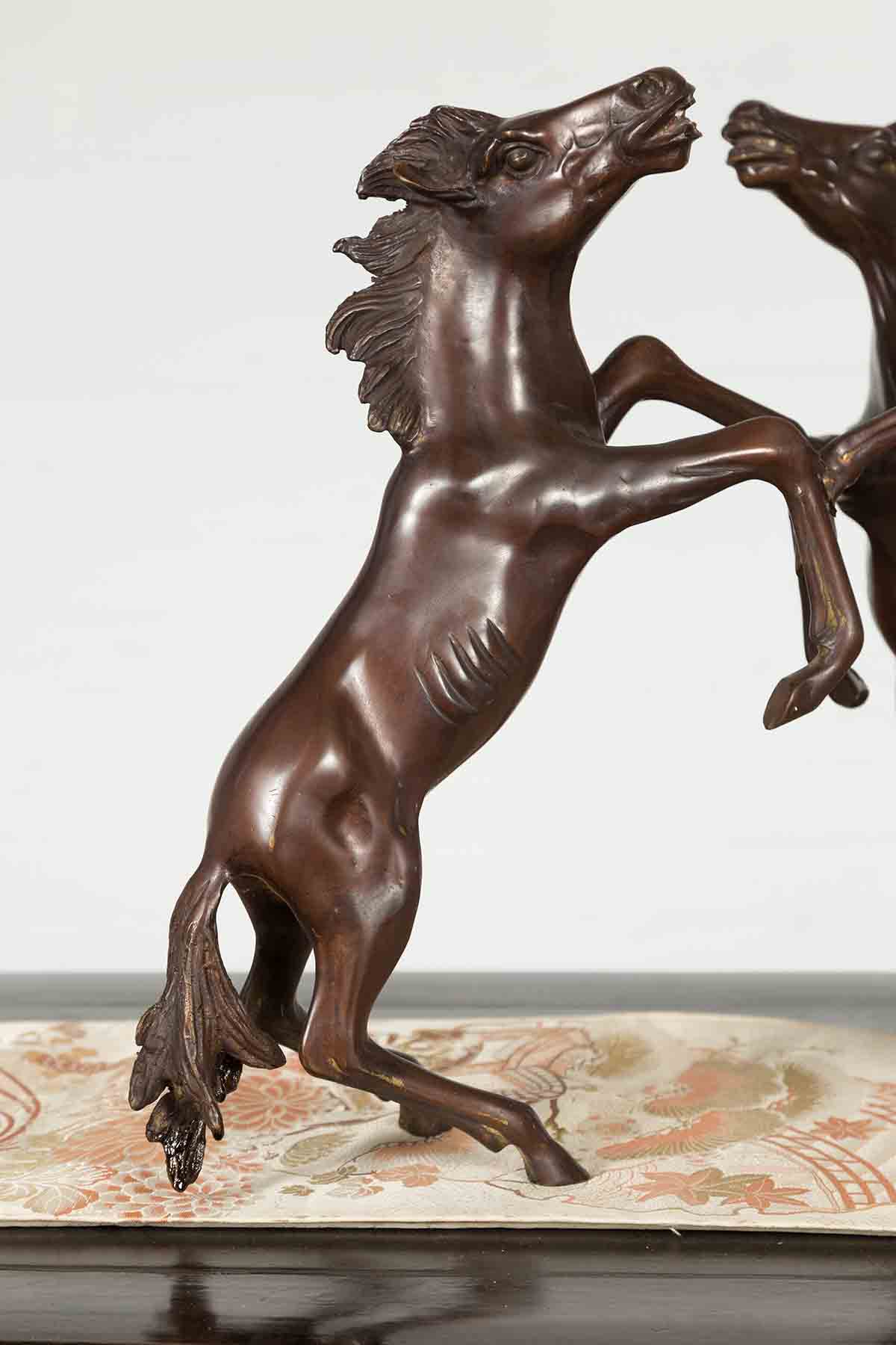 Vintage Lost Wax Cast Bronze Coffee Table Base with Triple Rearing Horses-8. Asian & Chinese Furniture, Art, Antiques, Vintage Home Décor for sale at FEA Home