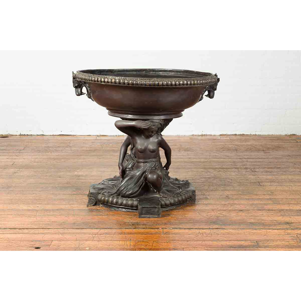 Vintage Bronze Greco-Roman Allegory of the Summer Planter-4. Asian & Chinese Furniture, Art, Antiques, Vintage Home Décor for sale at FEA Home