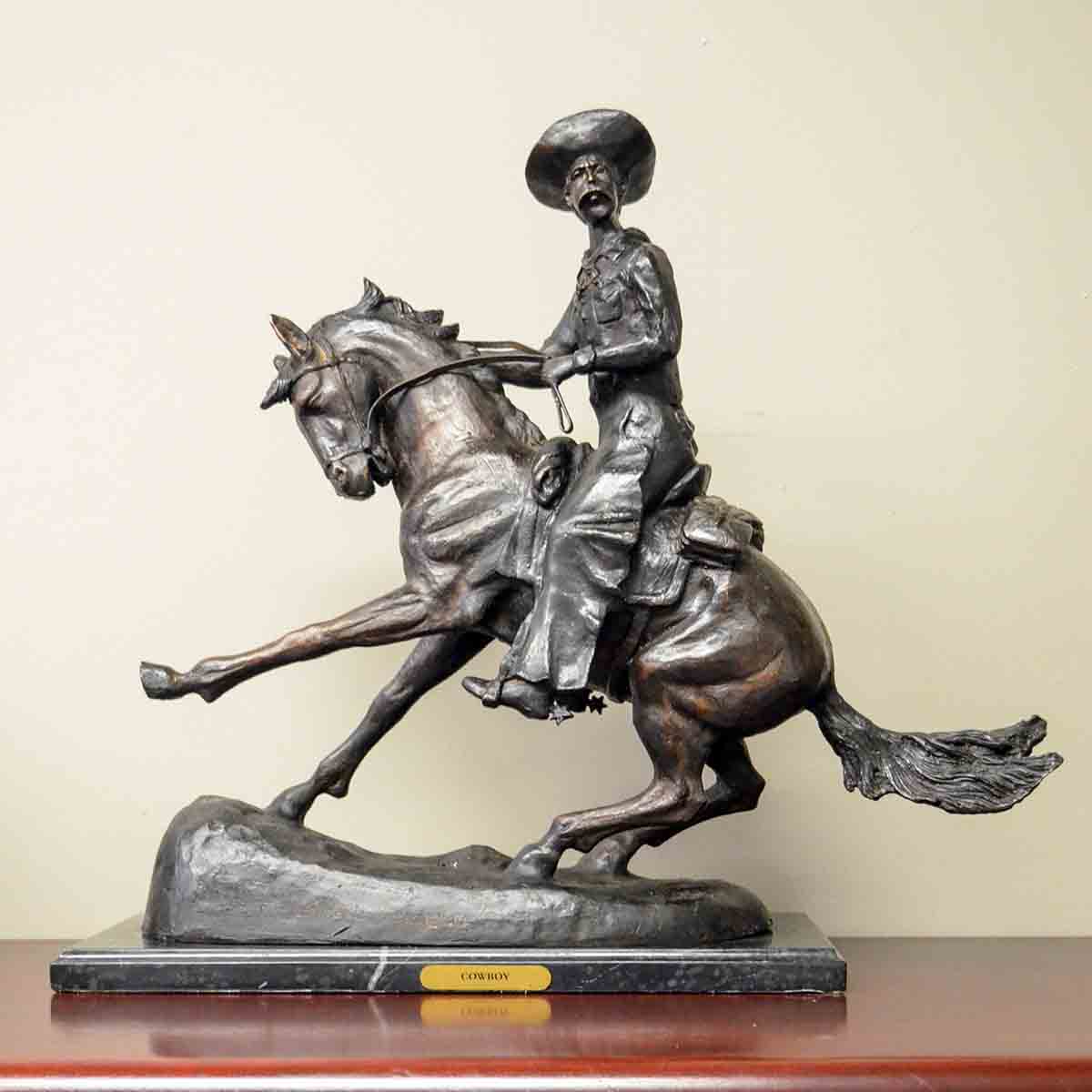 Cowboy Sculpture on Marble Base after Frederic Remington-3. Asian & Chinese Furniture, Art, Antiques, Vintage Home Décor for sale at FEA Home