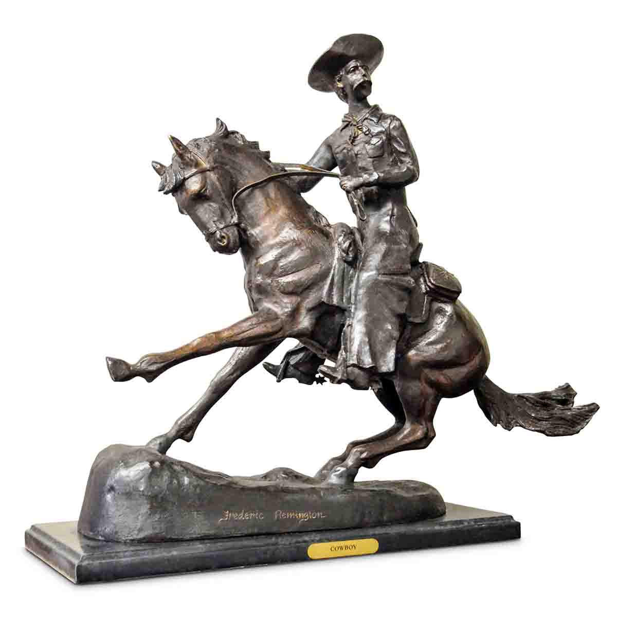 Cowboy Sculpture on Marble Base after Frederic Remington-6. Asian & Chinese Furniture, Art, Antiques, Vintage Home Décor for sale at FEA Home