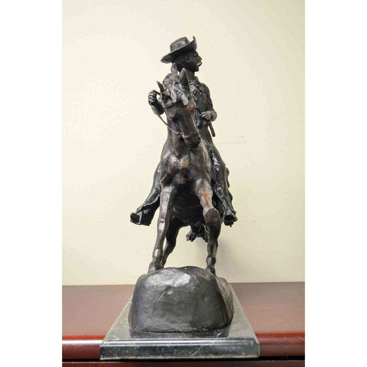 Cowboy Sculpture on Marble Base after Frederic Remington-7. Asian & Chinese Furniture, Art, Antiques, Vintage Home Décor for sale at FEA Home