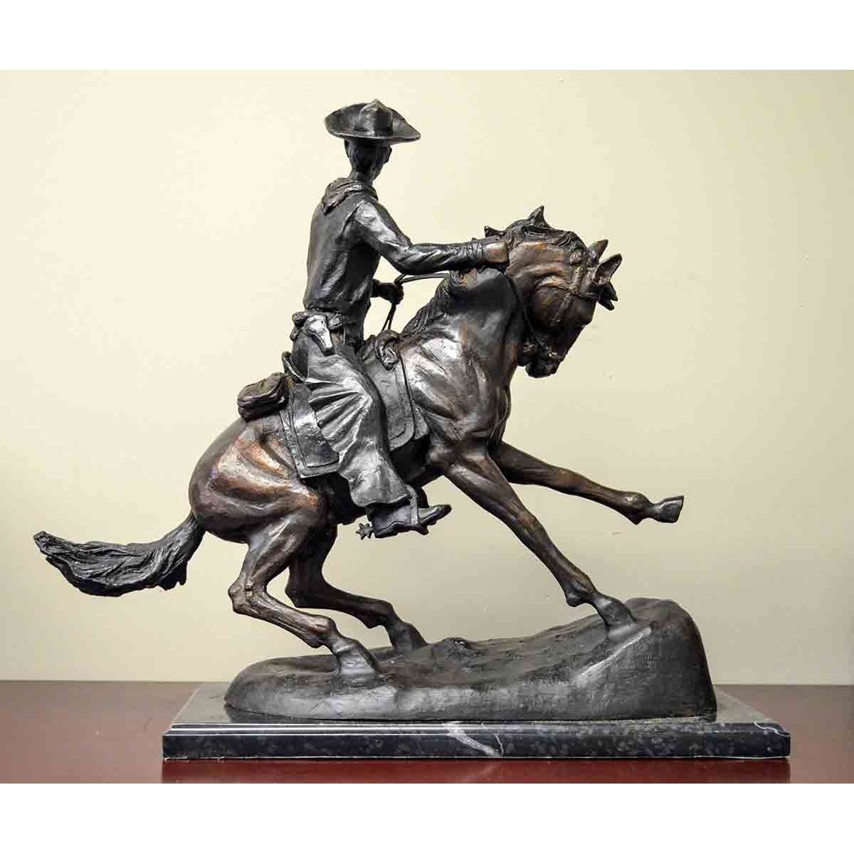 Cowboy Sculpture on Marble Base after Frederic Remington-9. Asian & Chinese Furniture, Art, Antiques, Vintage Home Décor for sale at FEA Home