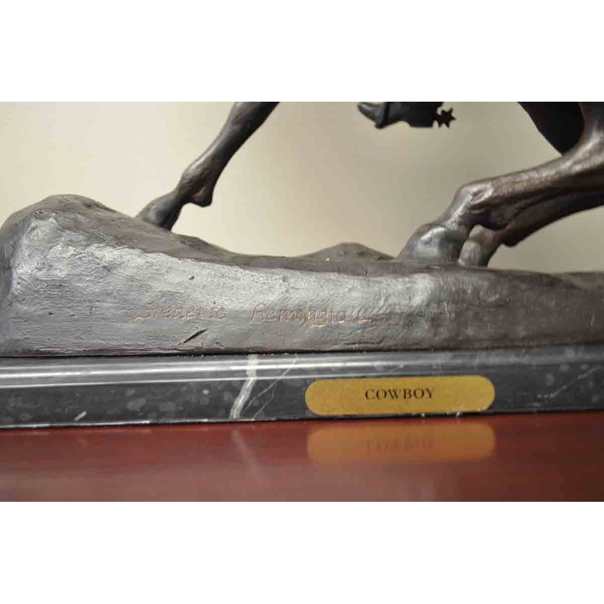 Cowboy Sculpture on Marble Base after Frederic Remington-10. Asian & Chinese Furniture, Art, Antiques, Vintage Home Décor for sale at FEA Home