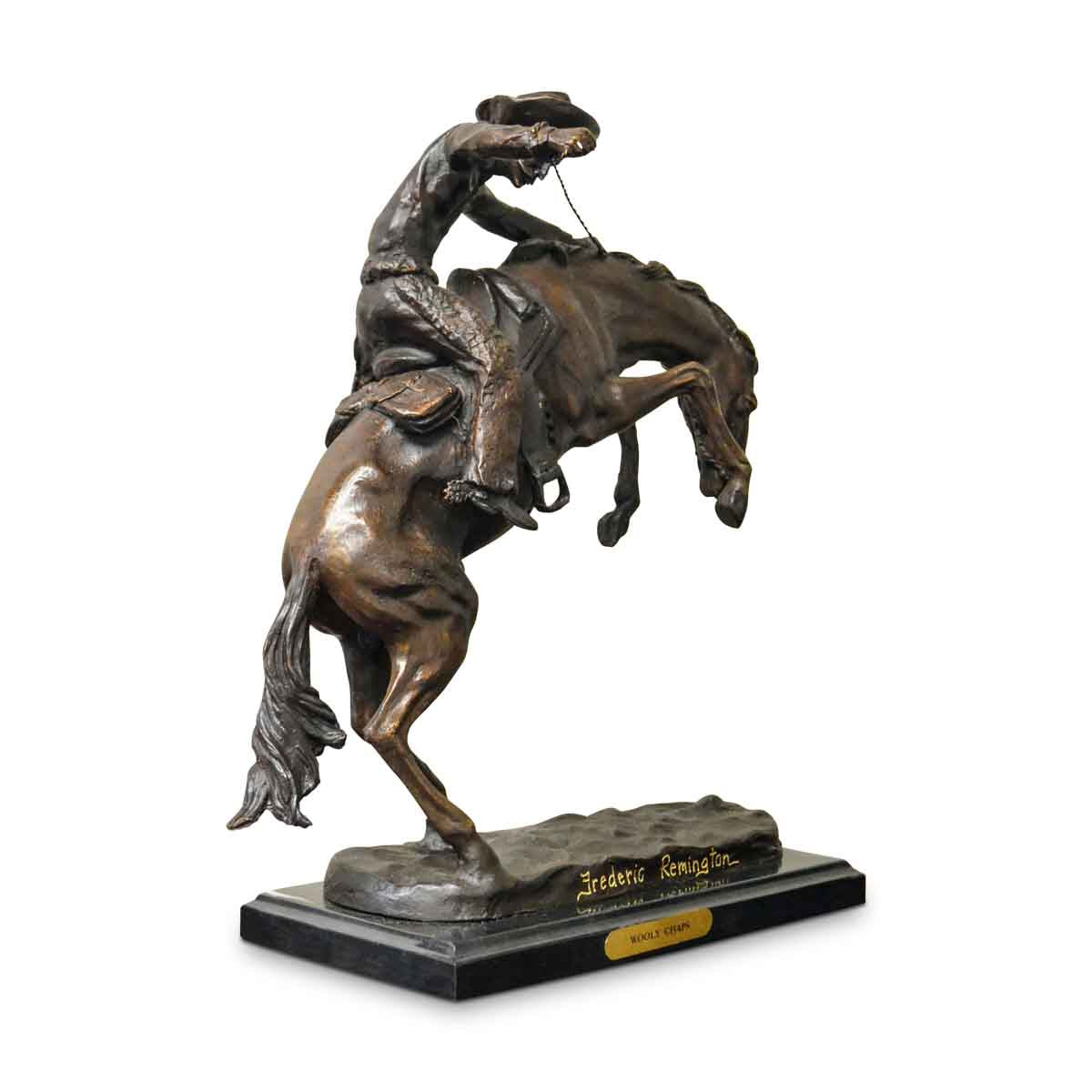 Wooly Chaps Bronze Sculpture on Marble Base after Frederic Remington-8. Asian & Chinese Furniture, Art, Antiques, Vintage Home Décor for sale at FEA Home