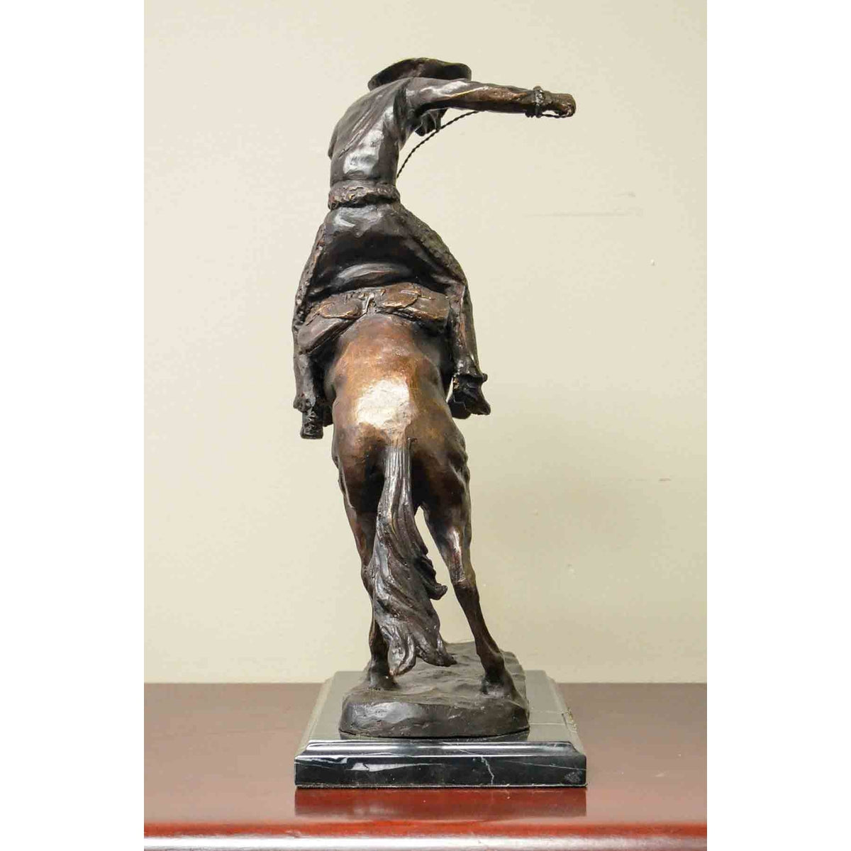 Wooly Chaps Bronze Sculpture on Marble Base after Frederic Remington-3. Asian & Chinese Furniture, Art, Antiques, Vintage Home Décor for sale at FEA Home