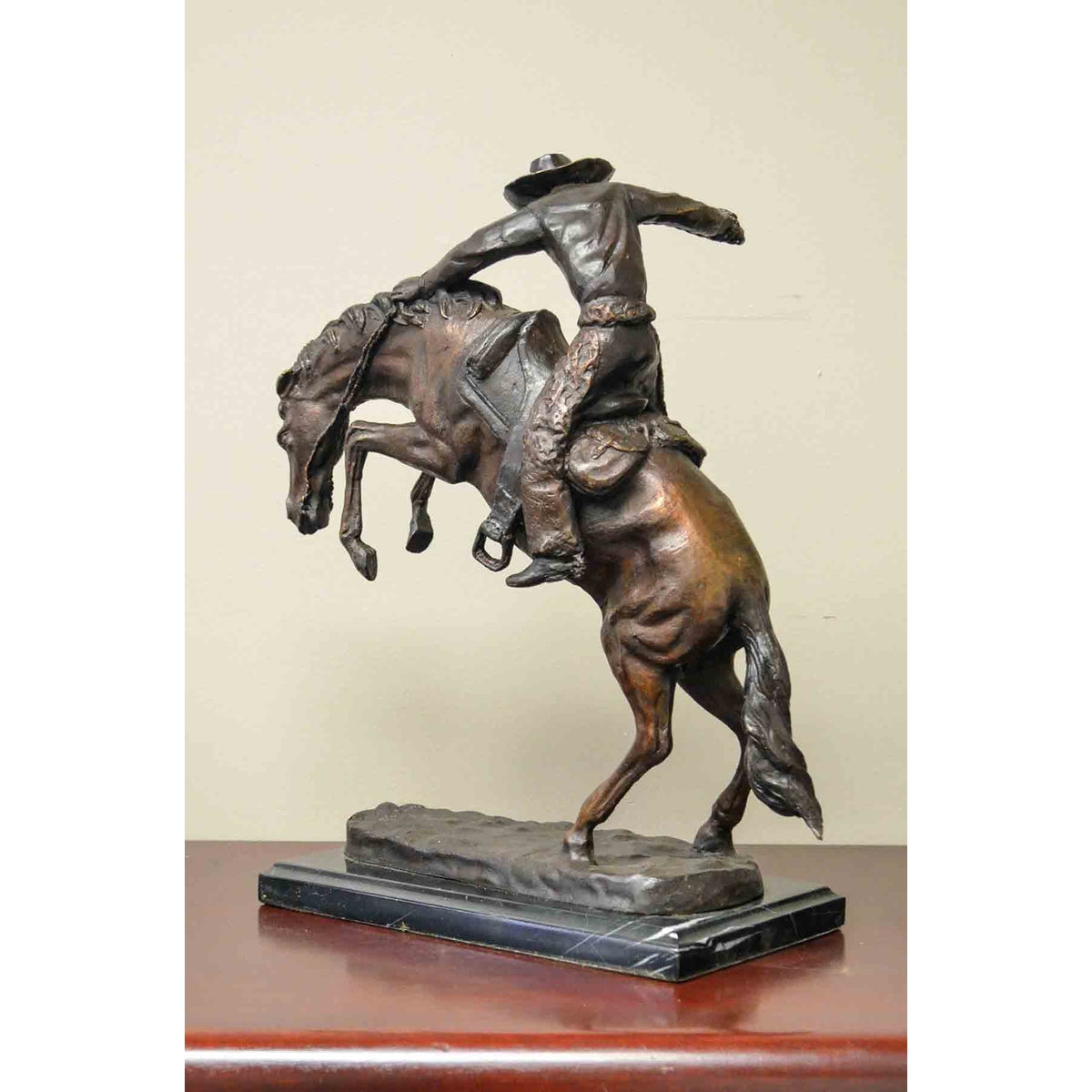 Wooly Chaps Bronze Sculpture on Marble Base after Frederic Remington-4. Asian & Chinese Furniture, Art, Antiques, Vintage Home Décor for sale at FEA Home