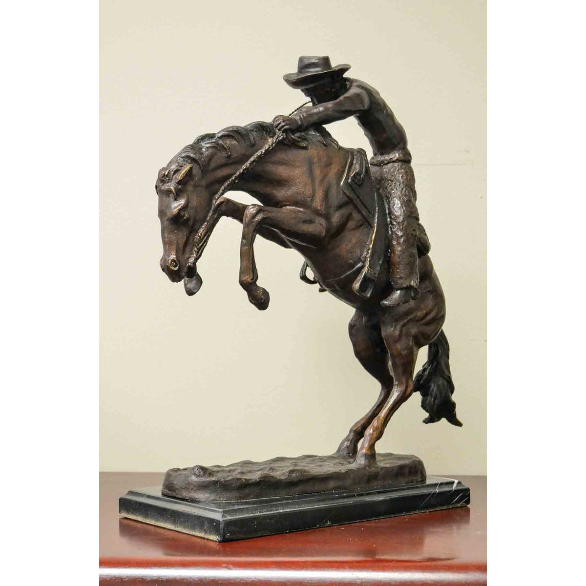 Wooly Chaps Bronze Sculpture on Marble Base after Frederic Remington-5. Asian & Chinese Furniture, Art, Antiques, Vintage Home Décor for sale at FEA Home