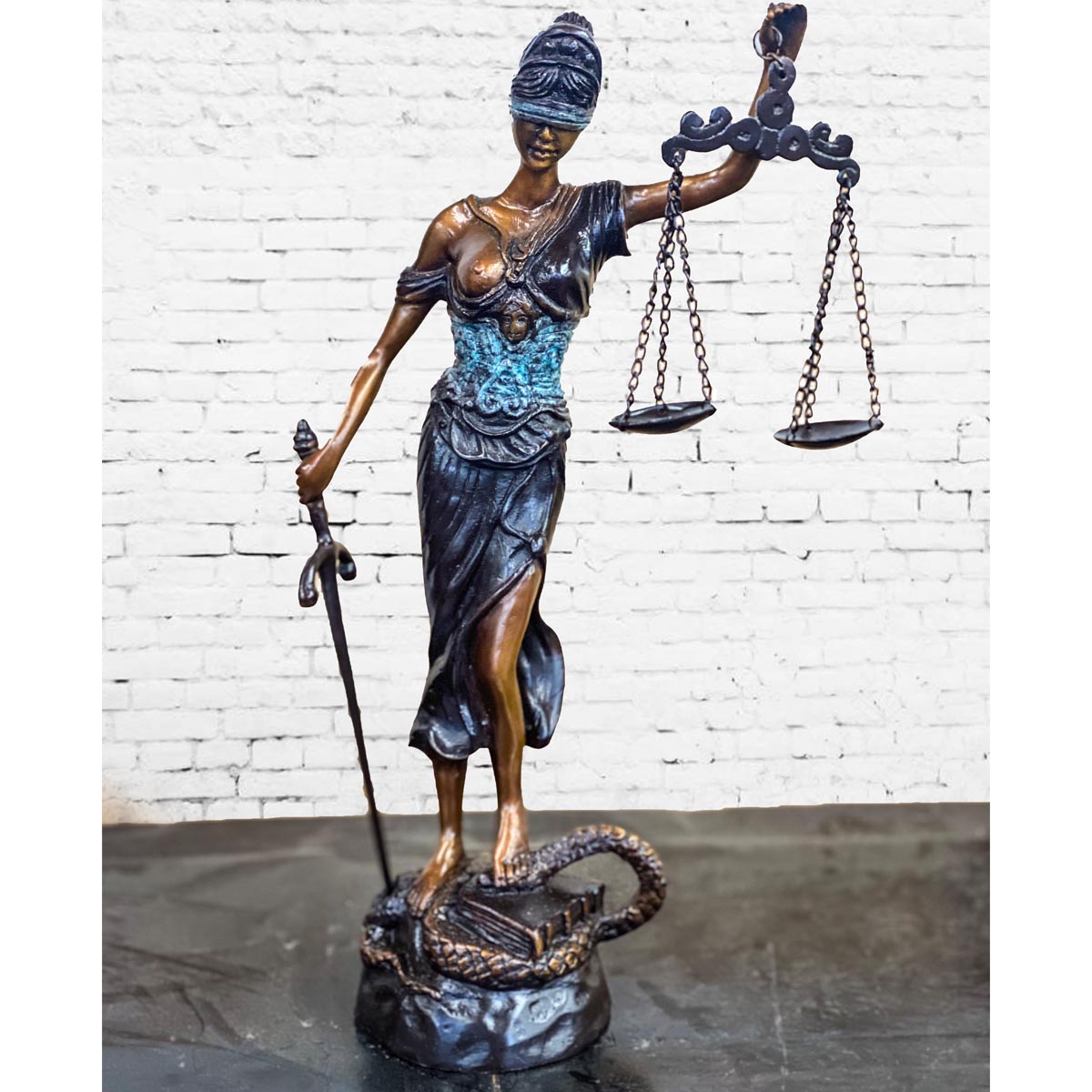 Lady Justice Bronze Sculpture-4. Asian & Chinese Furniture, Art, Antiques, Vintage Home Décor for sale at FEA Home