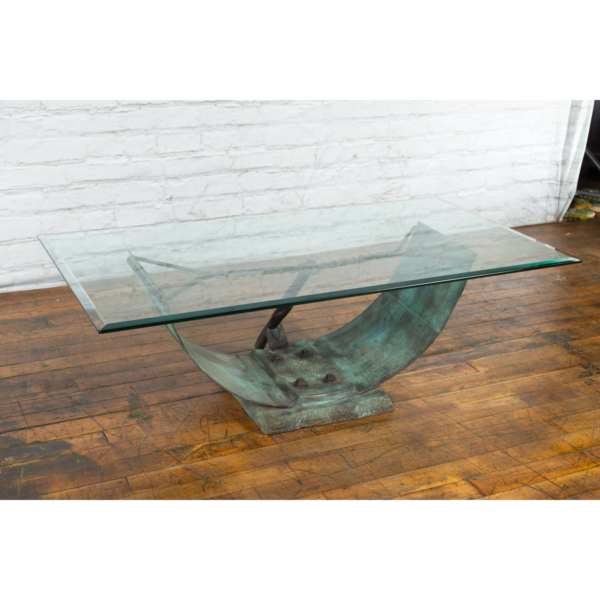 Nautical Egyptian Inspired, Barge Style Verde Bronze Coffee Table Base-11. Asian & Chinese Furniture, Art, Antiques, Vintage Home Décor for sale at FEA Home