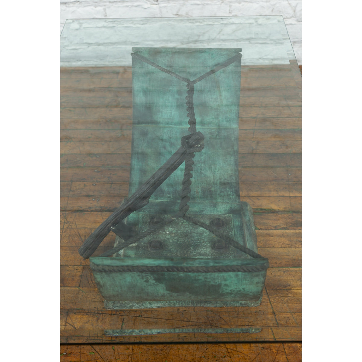 Nautical Egyptian Inspired, Barge Style Verde Bronze Coffee Table Base-12. Asian & Chinese Furniture, Art, Antiques, Vintage Home Décor for sale at FEA Home