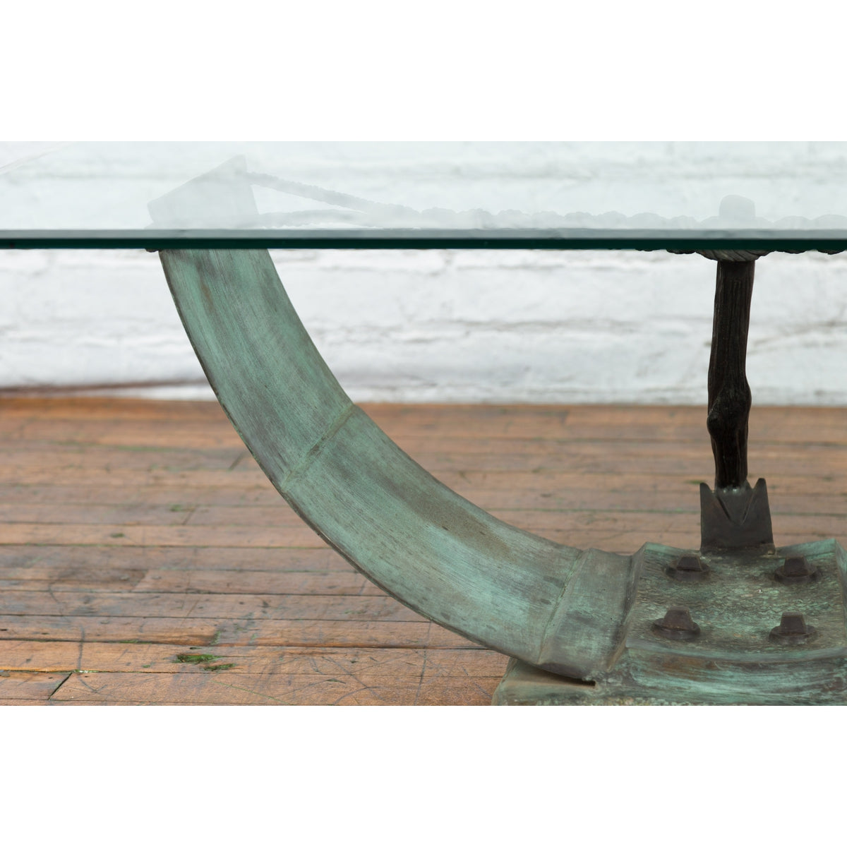 Nautical Egyptian Inspired, Barge Style Verde Bronze Coffee Table Base-9. Asian & Chinese Furniture, Art, Antiques, Vintage Home Décor for sale at FEA Home