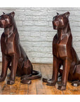 Custom Bronze Pair of Modern Sitting Mountain Lions-19. Asian & Chinese Furniture, Art, Antiques, Vintage Home Décor for sale at FEA Home