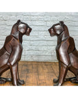 Custom Bronze Pair of Modern Sitting Mountain Lions-3. Asian & Chinese Furniture, Art, Antiques, Vintage Home Décor for sale at FEA Home
