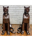 Custom Bronze Pair of Modern Sitting Mountain Lions-6. Asian & Chinese Furniture, Art, Antiques, Vintage Home Décor for sale at FEA Home
