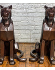 Custom Bronze Pair of Modern Sitting Mountain Lions-7. Asian & Chinese Furniture, Art, Antiques, Vintage Home Décor for sale at FEA Home