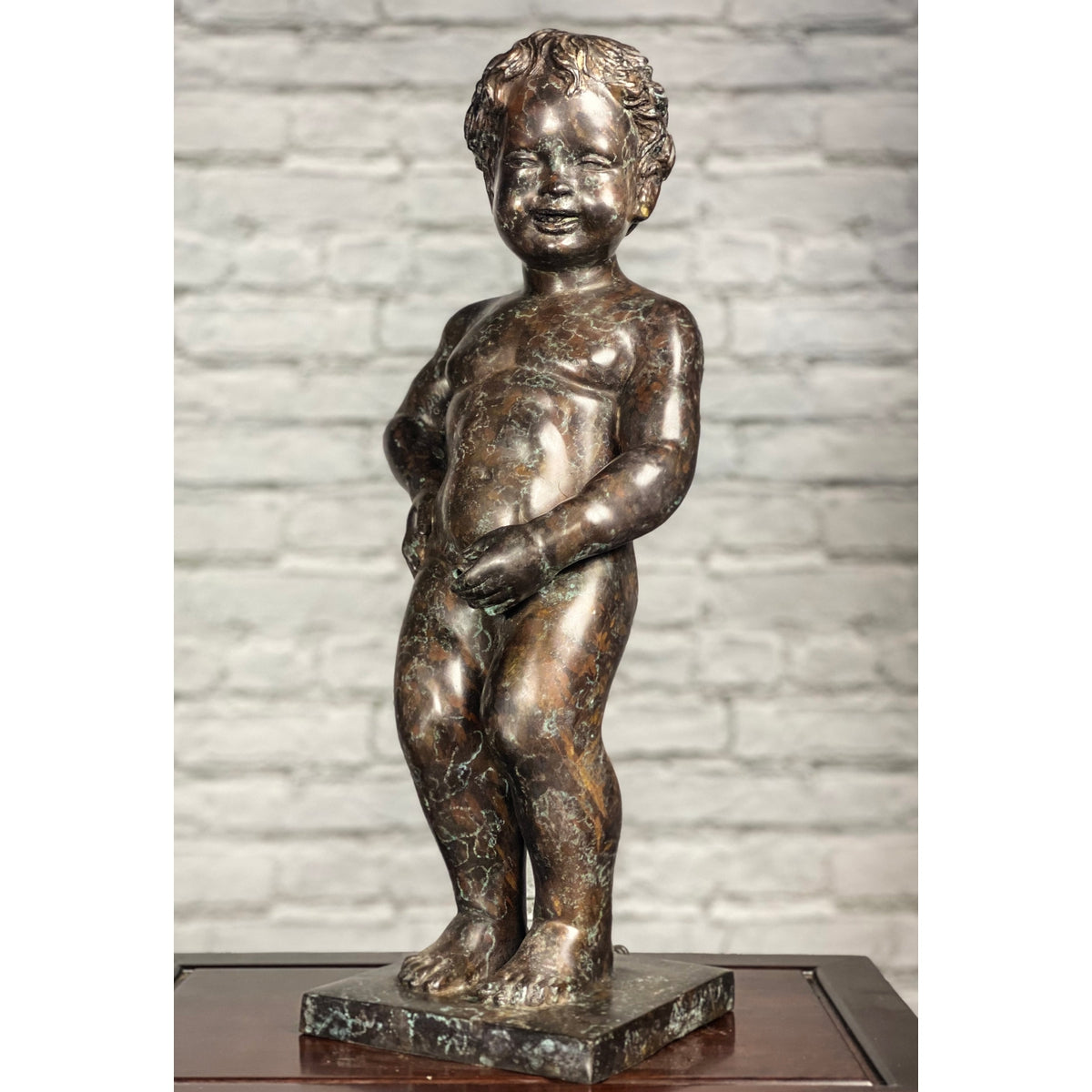 Boy Peeing Small Bronze Statue-18. Asian & Chinese Furniture, Art, Antiques, Vintage Home Décor for sale at FEA Home
