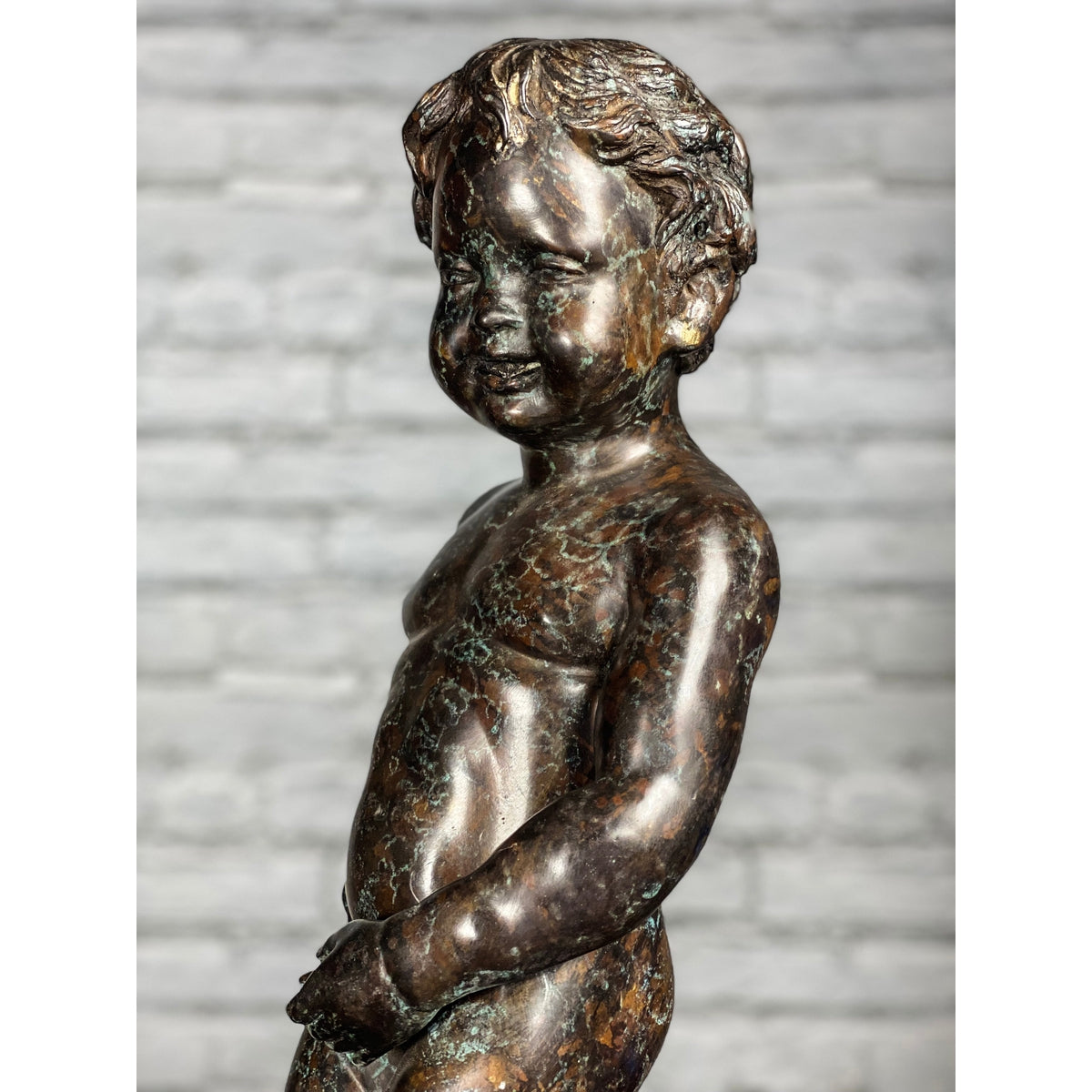 Boy Peeing Small Bronze Statue-26. Asian & Chinese Furniture, Art, Antiques, Vintage Home Décor for sale at FEA Home