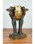 Vintage Bronze Egyptian Style Planter Depicting Two Maiden Carrying a Large Urn-4. Asian & Chinese Furniture, Art, Antiques, Vintage Home Décor for sale at FEA Home