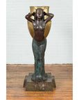 Vintage Bronze Egyptian Style Planter Depicting Two Maiden Carrying a Large Urn-7. Asian & Chinese Furniture, Art, Antiques, Vintage Home Décor for sale at FEA Home